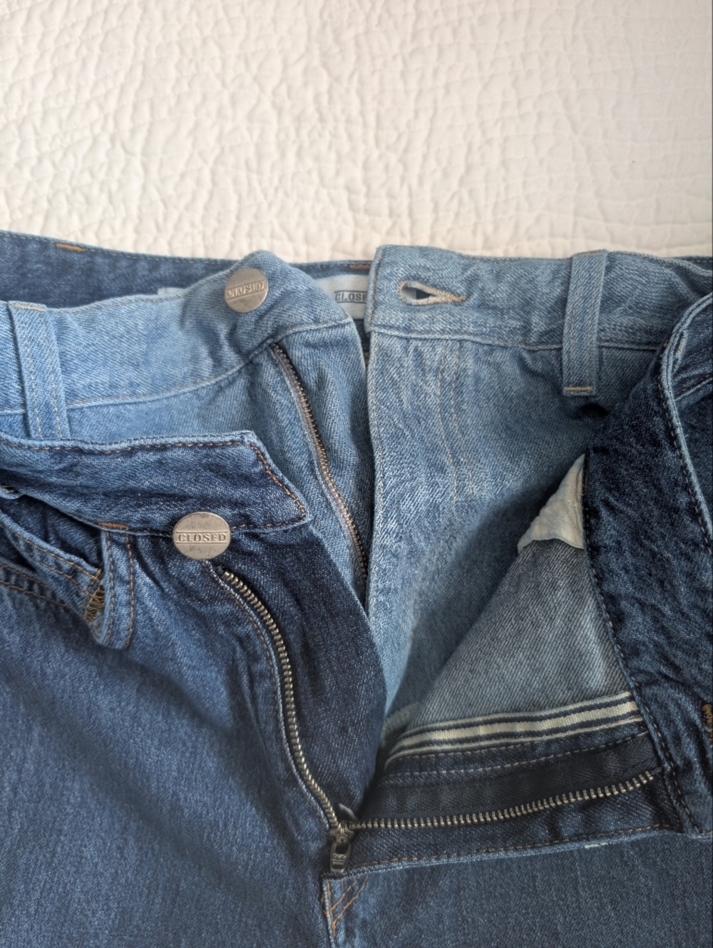 Closed Averly Wide-Leg Cuffed Jeans w/ Asymmetric Waist, size 31, Made in Italy - Picture 12 of 13